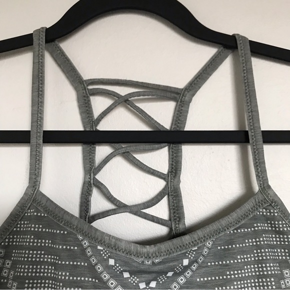 PrAna Green Geometric Print Lattice Back Isaline Sports Bra Size XS - Picture 3 of 12